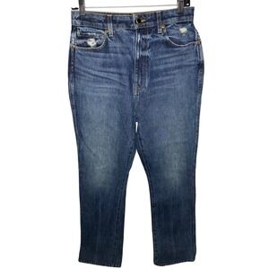 Khaite Danielle High Rise Straight Leg Jeans Blue Denim Women's 29 Luxury